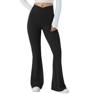 Halara Crossover High Waisted Waffle Casual Flare Pants